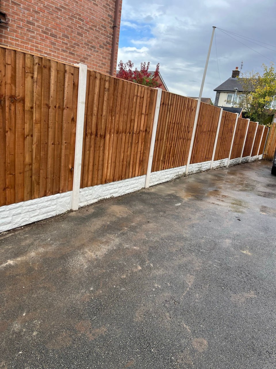 Horizontal sawn garden fencing